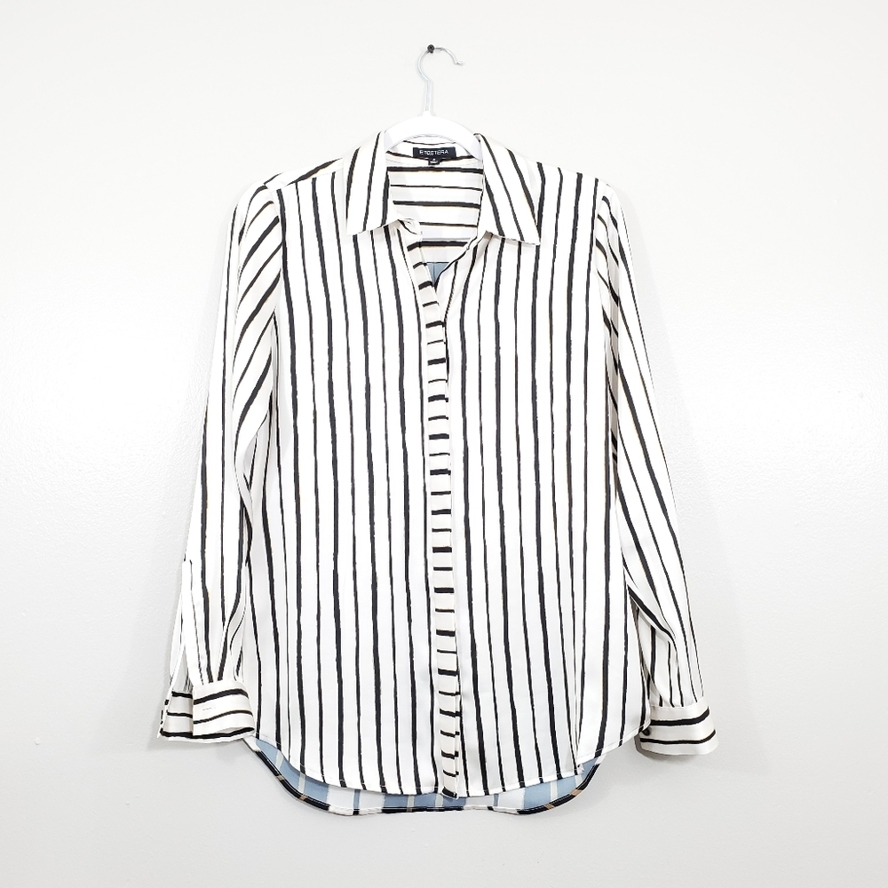 ETCETERA Long Sleeve Stripe Hidden Button …
